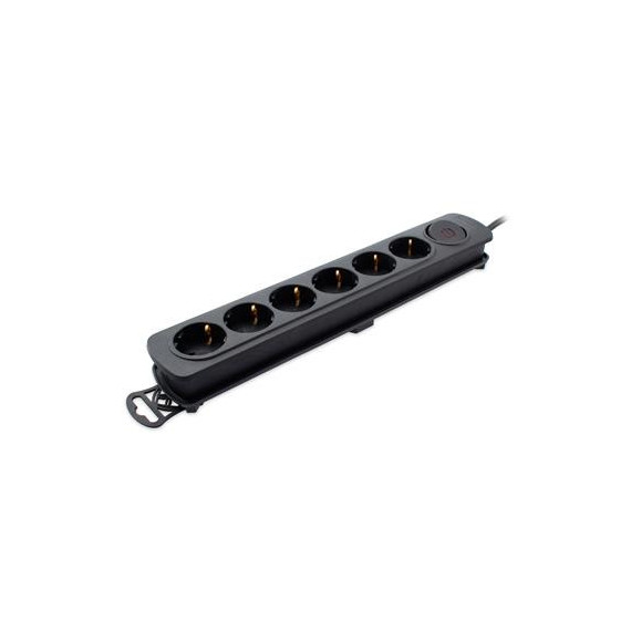 TM ELECTRON Regleta 6 Enchufes con Interruptor TMUAD206 Negro