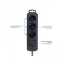 TM ELECTRON Regleta 3 Enchufes con Interruptor TMUAD203 Negro