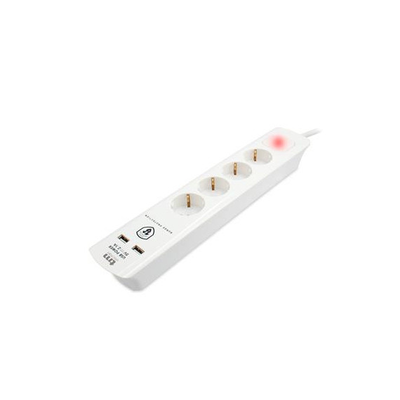 TM ELECTRON Regleta 4 Enchufes con 2XUSB Blanco y Interruptor TMUAD304 Blanco