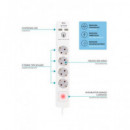 TM ELECTRON Regleta 4 Enchufes con 2XUSB Blanco y Interruptor TMUAD304 Blanco