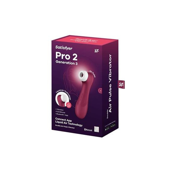 SATISFYER Pro 2 GEN3 Rojo Air App Pulse Impermeable IPX7,MODO SILENCIO,11 Programas,recargable
