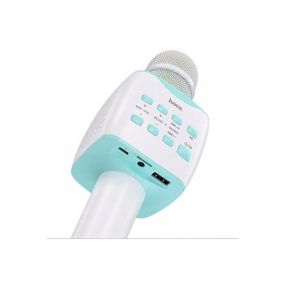 HOCO Microfono Karaoke BLUETOOTH Blanco Azul con Altavoz Incorporado BK5 Usb,aux In