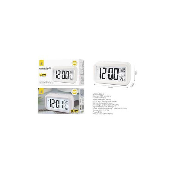 ONE PLUS Reloj Despertador Digital NR9249 con Luz Led Blanco