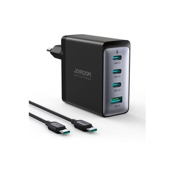 JOYROOM Cargador Red 100W 3X USB C+ 1 USB + Cable Tipo C M/m Gan Ultra JR-TCG04EU