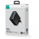 JOYROOM Cargador Red 100W 3X USB C+ 1 USB + Cable Tipo C M/m Gan Ultra JR-TCG04EU