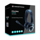 CONCEPTRONIC Micro Auricular de Casco con Cable Polona para Pc Voip,usb Negro POLONA01B