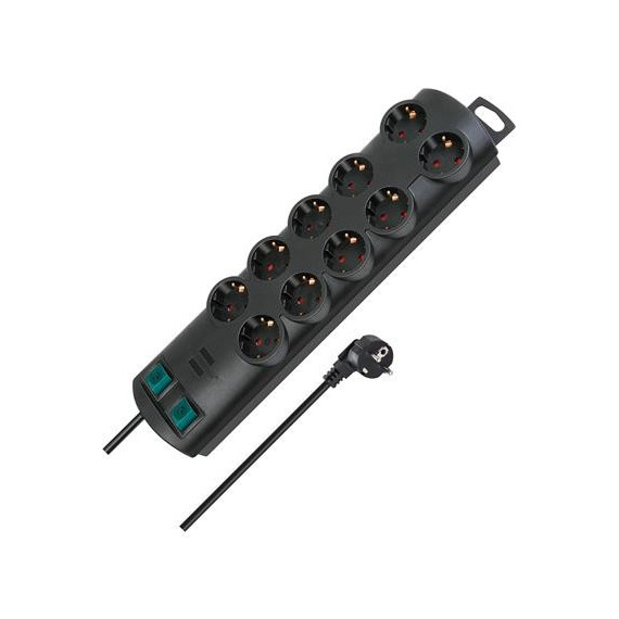 BRENNENSTUHL Regleta 10 Enchufes con Interruptores 2MTRS Cable 1153300120 Negro