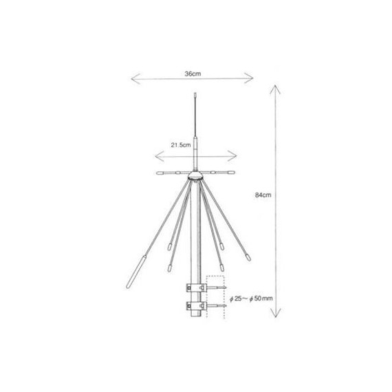 DIAMOND Antena Discono D190 con 10MTRS Cable RG58U 144-430-904-1200MHZ Rx 100-1500MHZ