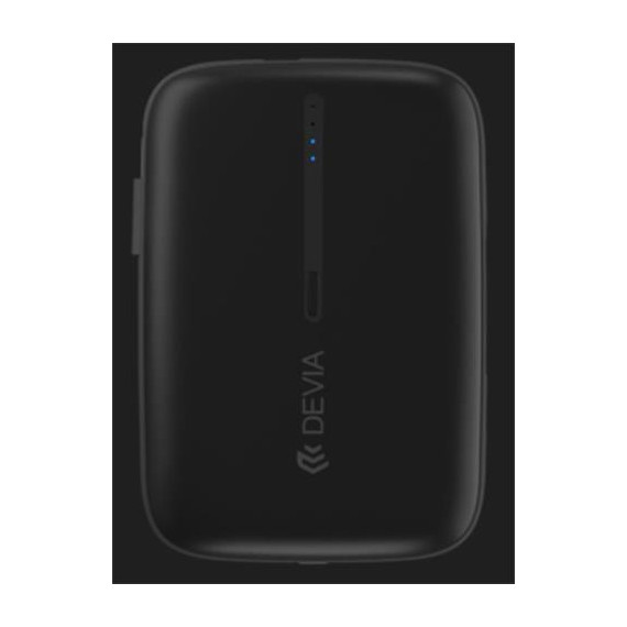 DEVIA Bateria Externa 10000MAH con Cable Tipo C/lightning 2A Negro