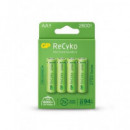 GP Pack de 4 Pilas Aa Recargables 2600MAH Recyko