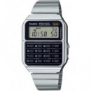 CASIO Coleccion CA-500WE-1AEF Reloj Digital con Calculadora Correa Plateado