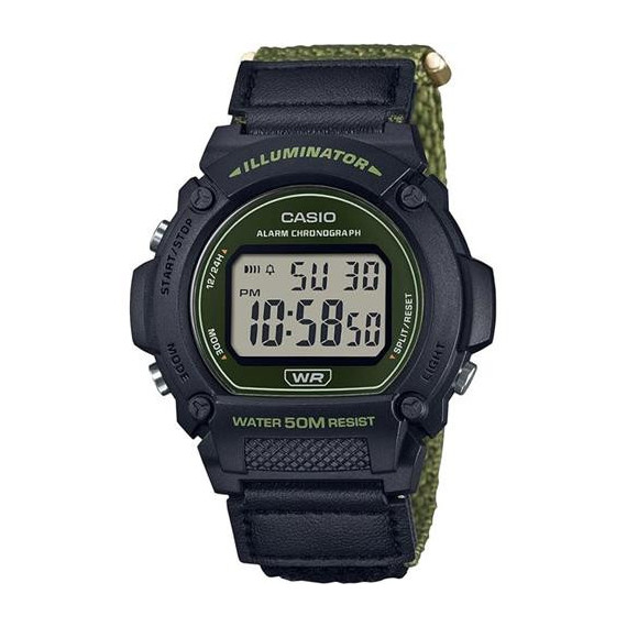 CASIO Coleccion W-219H-3AVEF Reloj Digital, Correa Resina Negra con Esfera, Fecha, Alarma, Cronomet