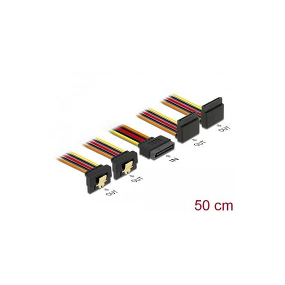 DELOCK Cable Alimentacion SATA M/H Con 15 Pines 2x Abajo/ 2xArriba 50Cms 60155