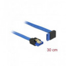 DELOCK Cable SATA 6Gb/s M/H Acodado Por Un Lado Azul 30Cms 84996