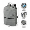 SUBBLIM Mochila Elite Airpadding con Puerto Usb/ Portatil hasta 15.6" Gris SUB-BP-3EAP001