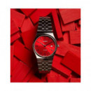 CASIO Coleccion MTP-B145D-4A2VEF Reloj Analogico Acero Inox con Esfera Roja ,fecha ,resist Al Agua