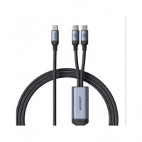 JOYROOM Cable Datos Tipo C a 2X Tipo C 100W 1.5MTRS A21 Negro - Guanxe Atlantic Marketplace