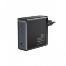 JOYROOM Cargador Red+cable Datos Tipo C M/m 140W 3XTIPO C+1X USB Negro JT-TCG05EU