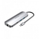 VENTION Hub 9 en 1 Tipo C/m a 3XUSB/1XTIPO C/1XRJ45/LECTOR Tarjeta/trss 3.5MM/HDMI Tomhb