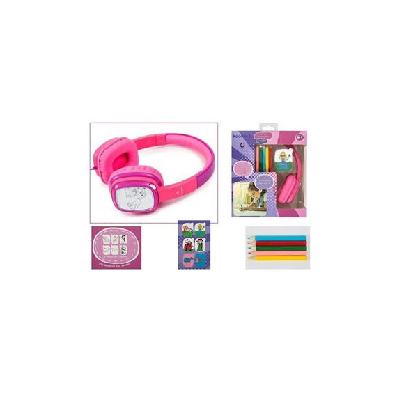 KOOLTECH Auricular de Casco Infantil Cable Jack 3.5MM con Lapices de Colores  Cph Kids 1 Rosa