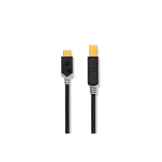 NEDIS Cable Impresora Tipo C a Usb B 2.0 2Mtrs Negro CCBW60651AT20