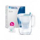BRITA Style Jarra de Agua Filtrante 2.4L Azul con 3 Filtros Maxtra+