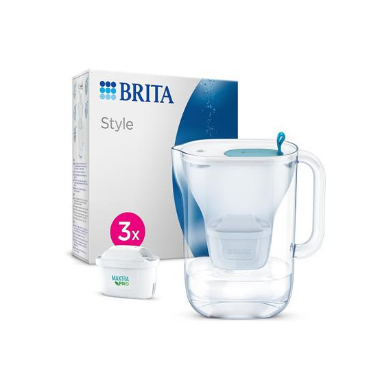 BRITA Style Jarra de Agua Filtrante 2.4L Azul con 3 Filtros Maxtra+