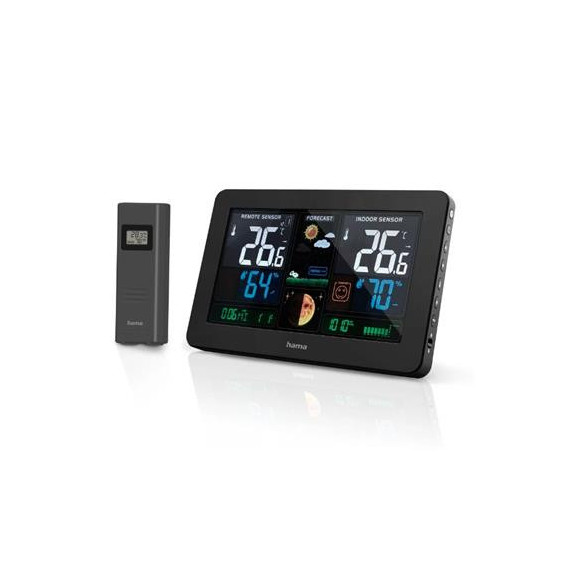 HAMA Estacion Meteorologica Temperatura Interior Exterior, Fase Lunar,usb para Cargar Movil 186380