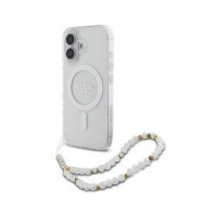GUESS Funda Glitter Transparente Magsafe con Colgador Perlas  para Iphone 16 - Guanxe Atlantic Marketplace