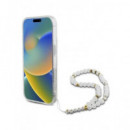 GUESS Funda Glitter Transparente Magsafe con Colgador Perlas  para Iphone 16