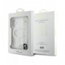 GUESS Funda Glitter Transparente Magsafe con Colgador Perlas  para Iphone 16