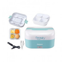 BEPER Fiambrera Electrica 2 en 1 con Recipientes Extraibles 1600ML 220V 12V BC.160A Blanco Azul