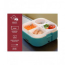 BEPER Fiambrera Electrica 2 en 1 con Recipientes Extraibles 1600ML 220V 12V BC.160A Blanco Azul