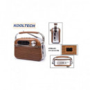 KOOLTECH Radio Portatil Am/fm/sw Retro Cpr Blues Madera Bluetooth, Usb, Sd Corriente y Pilas