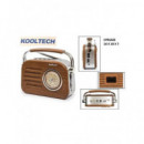 KOOLTECH Radio Portatil Am/fm/sw Retro Cpr Jazz Madera Bluetooth, Usb, Sd Corriente y Pilas