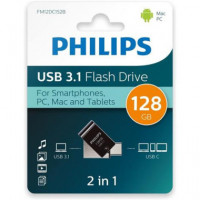 PHILIPS Pendrive 2 en 1 Tipo A/ Tipo C 128GB para Android/pc/y Mac Ordenadores
