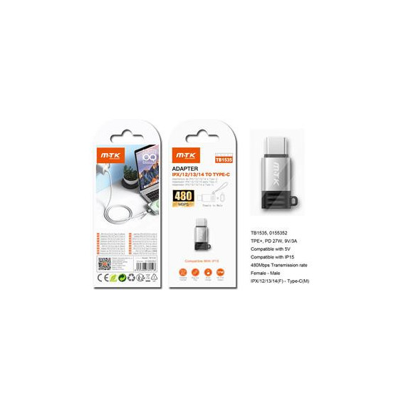 MTK Adaptador Lightning/h a Tipo C/m TB1535