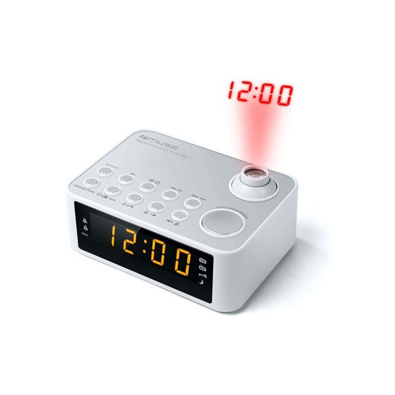 MUSE Radio Reloj Despertador con Proyeccion y Radio M-178PW Blanco