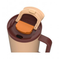 KAMBUKKA Termo con Asa Tumbler 950ML con Pajita 24H en Frio Color Almendra