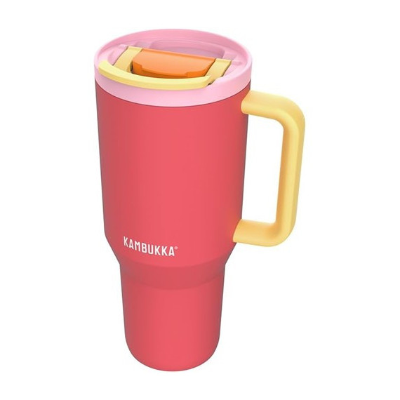 KAMBUKKA Termo con Asa Tumbler 950ML con Pajita 24H en Frio Color Rosa Papaya