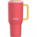 KAMBUKKA Termo con Asa Tumbler 950ML con Pajita 24H en Frio Color Rosa Papaya