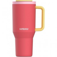 KAMBUKKA Termo con Asa Tumbler 950ML con Pajita 24H en Frio Color Rosa Papaya