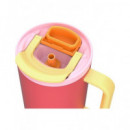 KAMBUKKA Termo con Asa Tumbler 950ML con Pajita 24H en Frio Color Rosa Papaya