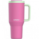 KAMBUKKA Termo con Asa Tumbler 950ML con Pajita 24H en Frio Color Chicle