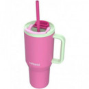 KAMBUKKA Termo con Asa Tumbler 950ML con Pajita 24H en Frio Color Chicle