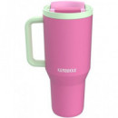 KAMBUKKA Termo con Asa Tumbler 950ML con Pajita 24H en Frio Color Chicle