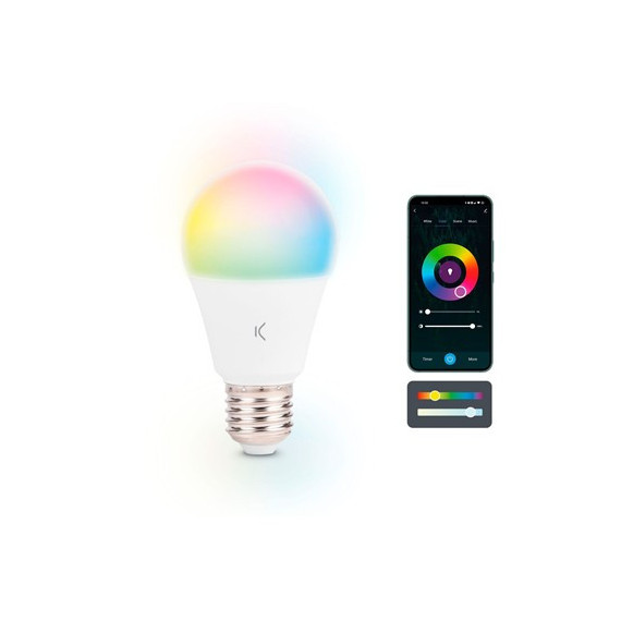 KSIX Bombilla Inteligente Smart Led Bulb 9W,806 LUMENES,E27 A60 Compatible Alexa Google Home