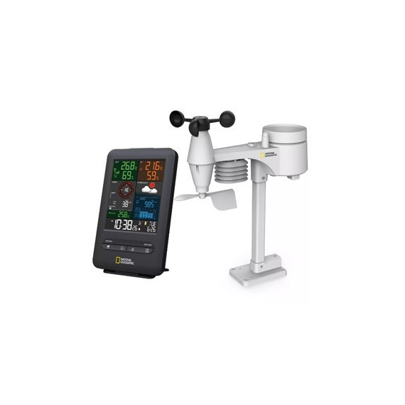 NATIONAL GEOGRAPHIC Estacion Meteorologica 5 en 1 Color Temperatura Interior Exterior Wifi