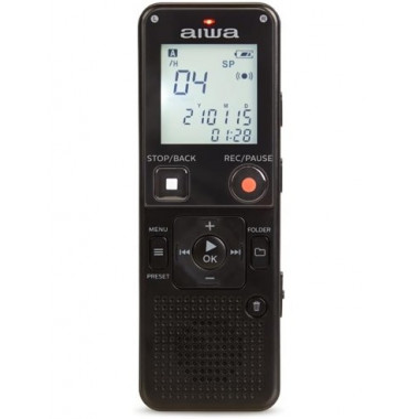 AIWA Grabadora de Voz Digital DVR-A600 Radio Fm,memoria 16GB,RANURA Micro Sd,activacion por Voz