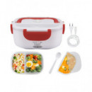 BEPER Fiambrera Electrica con 2 Recipientes Extraibles 1000ML-450ML con Cuchara 40W 220V Blanca Roja